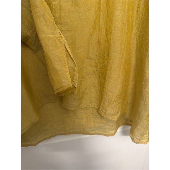 Kim Bernardin Paris Mustard V-Neck Tunic Top Silk Cotton Blend Size XL - Picture 6 of 10